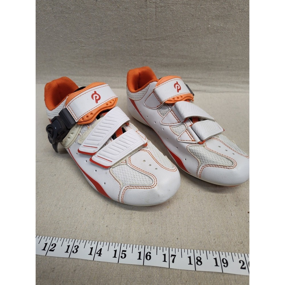 Peloton Cycling Shoes Mens 7 Womens 9 White Orange Indoor Bike Cleats EU‎ 40